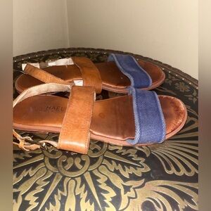 Michael Kors women’s brown sandals with denim blue strap size 8M